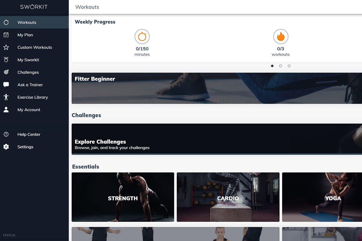 Sworkit dashboard