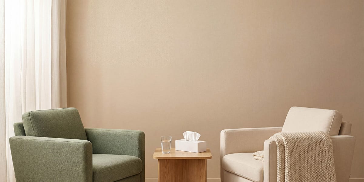 Cozy minimalist seating area with armchairs