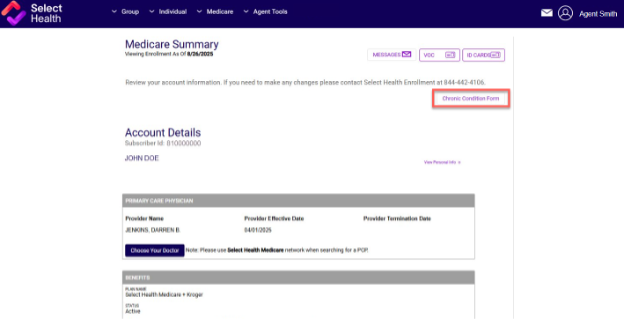 Screenshot of walkthrough on Medicare summary